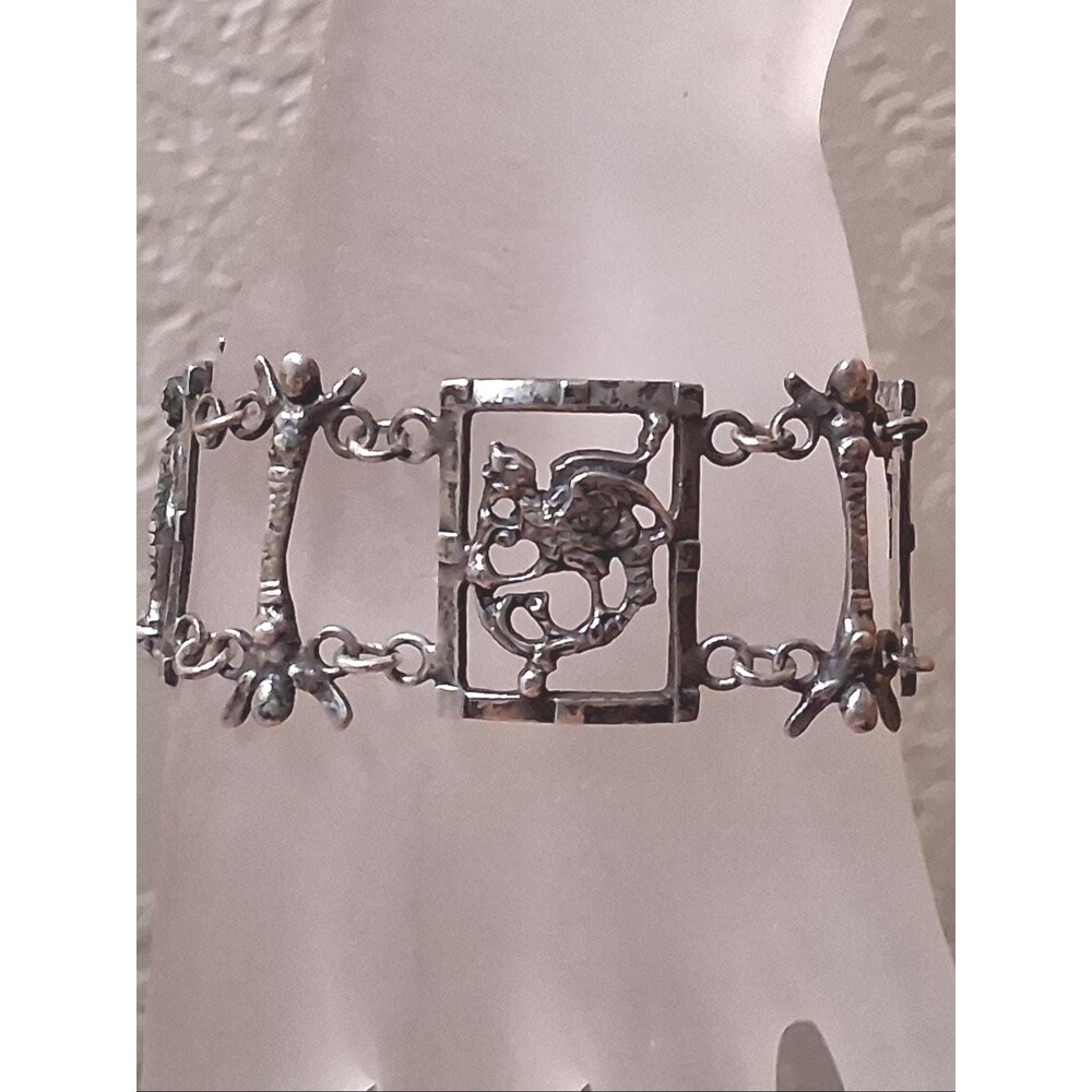 Vintage Guglielmo Cini Sterling Etruscan Bracelet Griffin Della Robbia